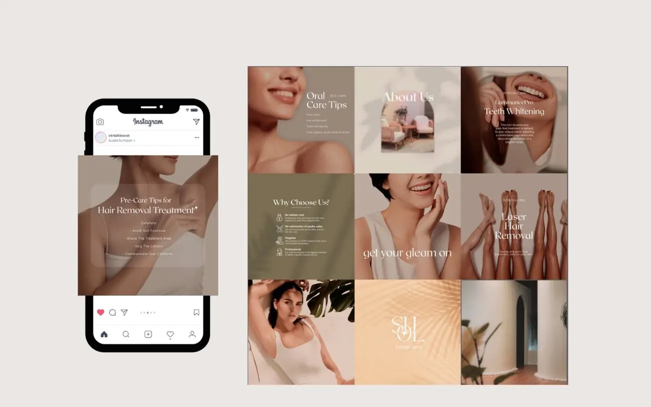 Beauty clinic Instagram feed