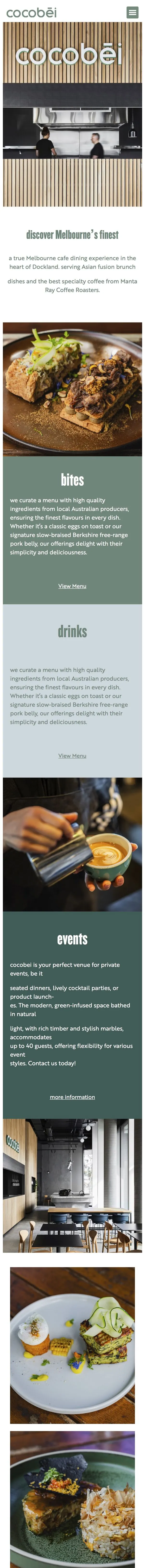 Café mobile page