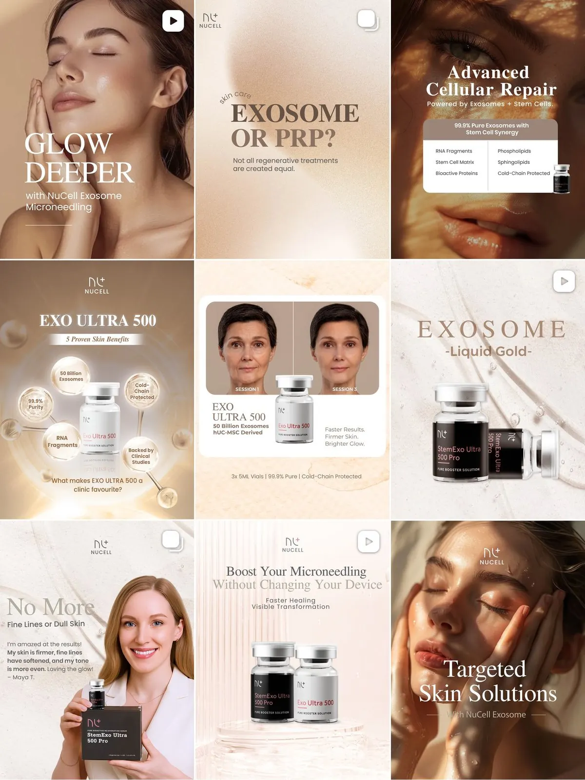 Exosome skincare Instagram feed