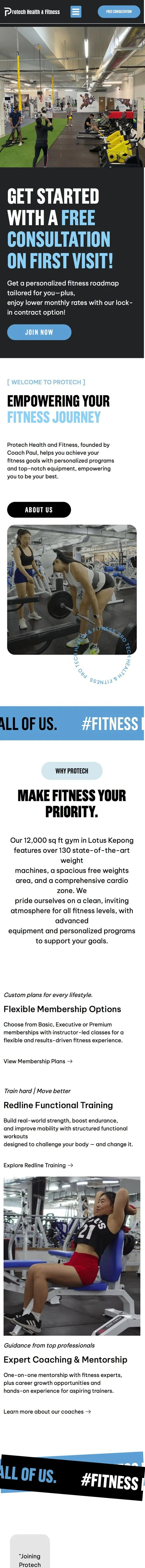 Gym mobile page