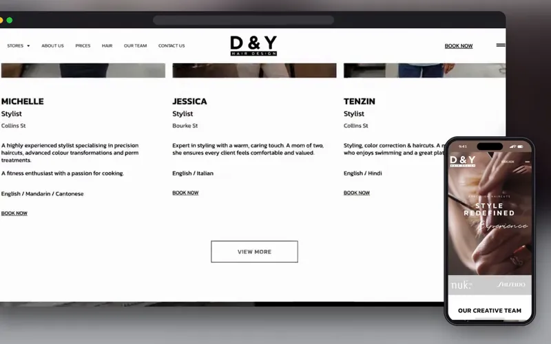 Hair salon website design project