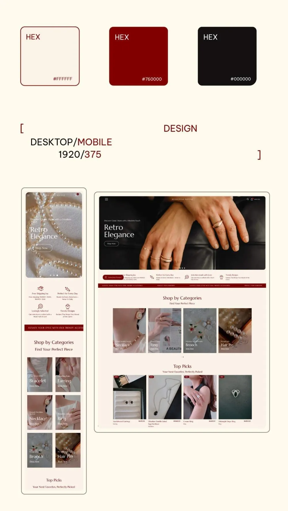 Jewellery brand website design