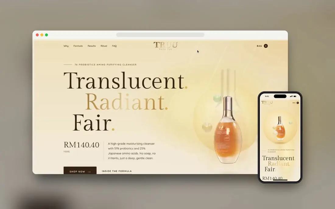 Premium skincare website