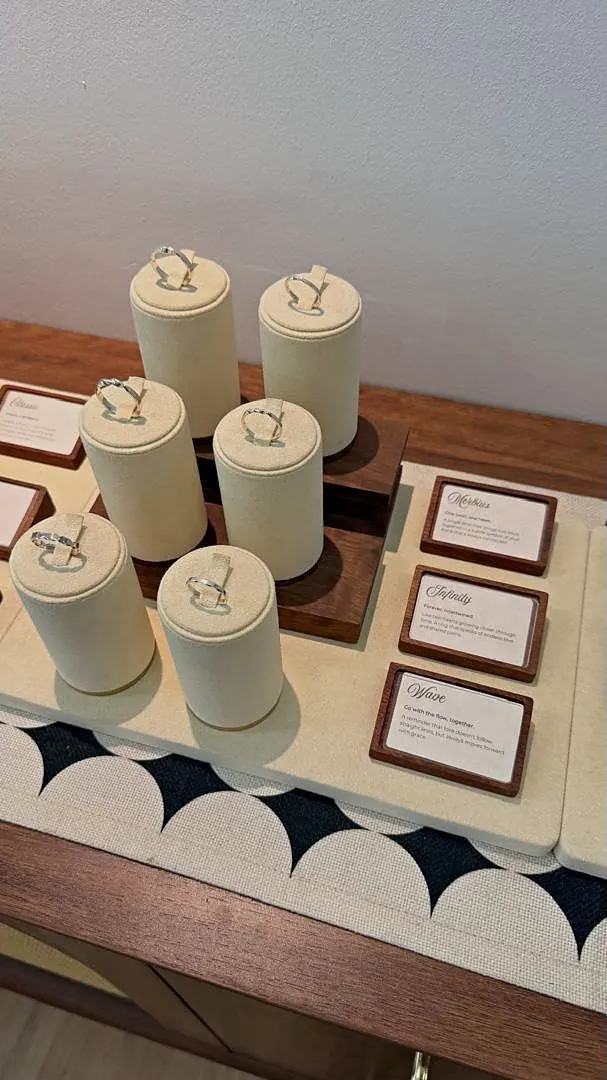 Ring display with named design cards