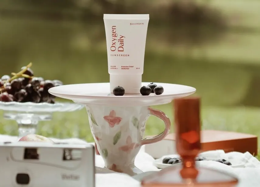 Skincare brand – A warm, sunlit skincare shop where textures take the spotlight.