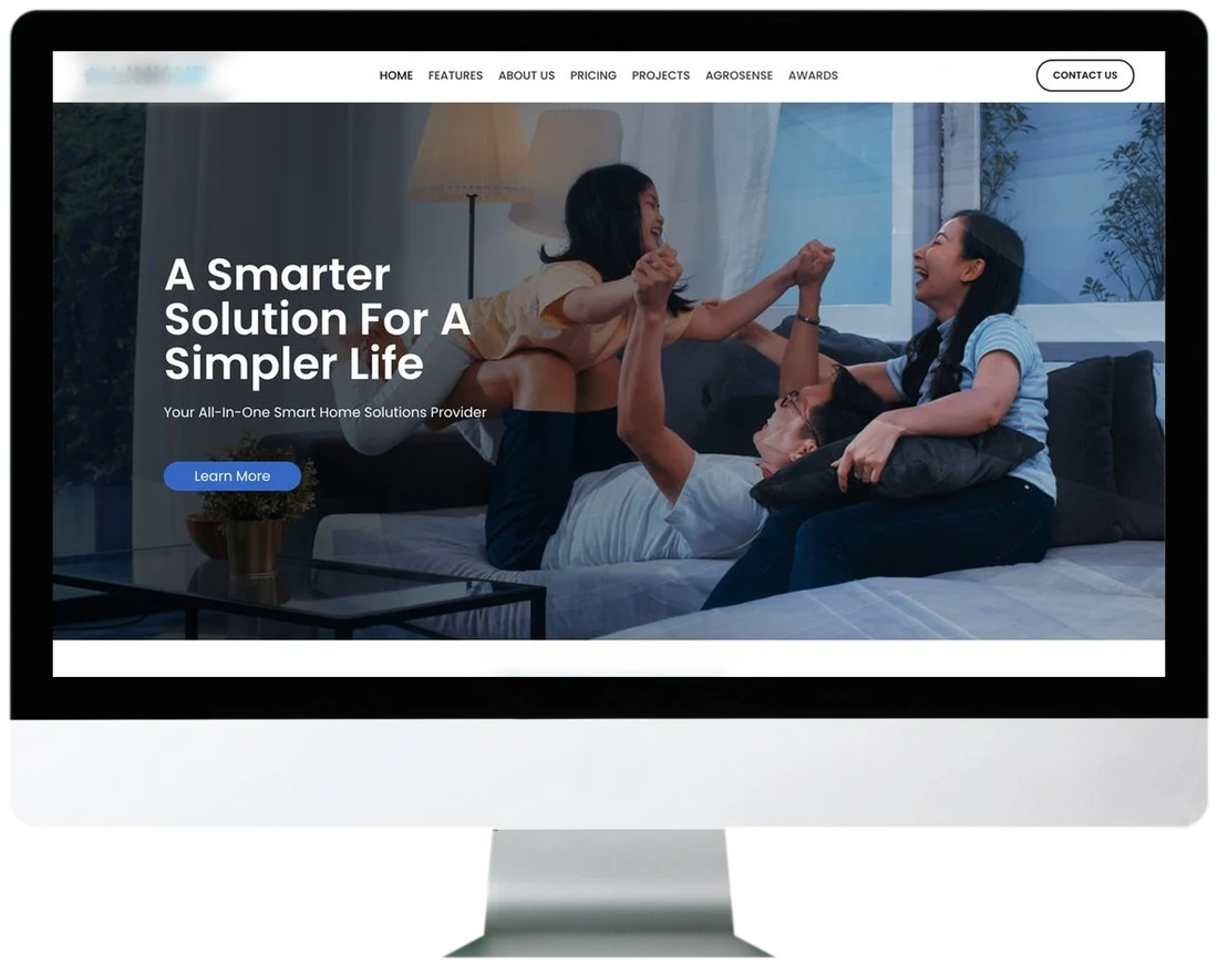 Smart home brand website on an iMac