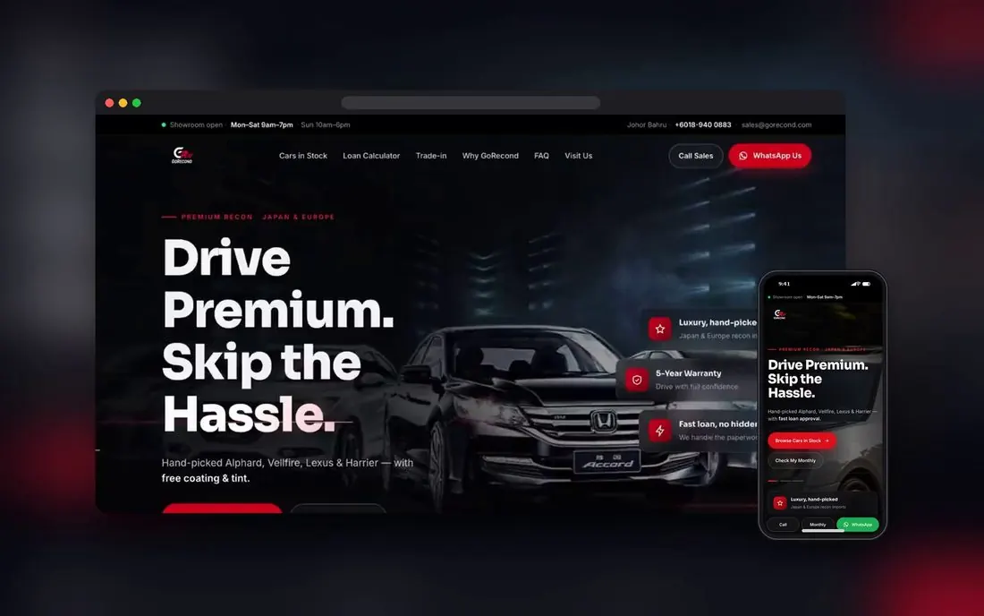 Used car dealer website