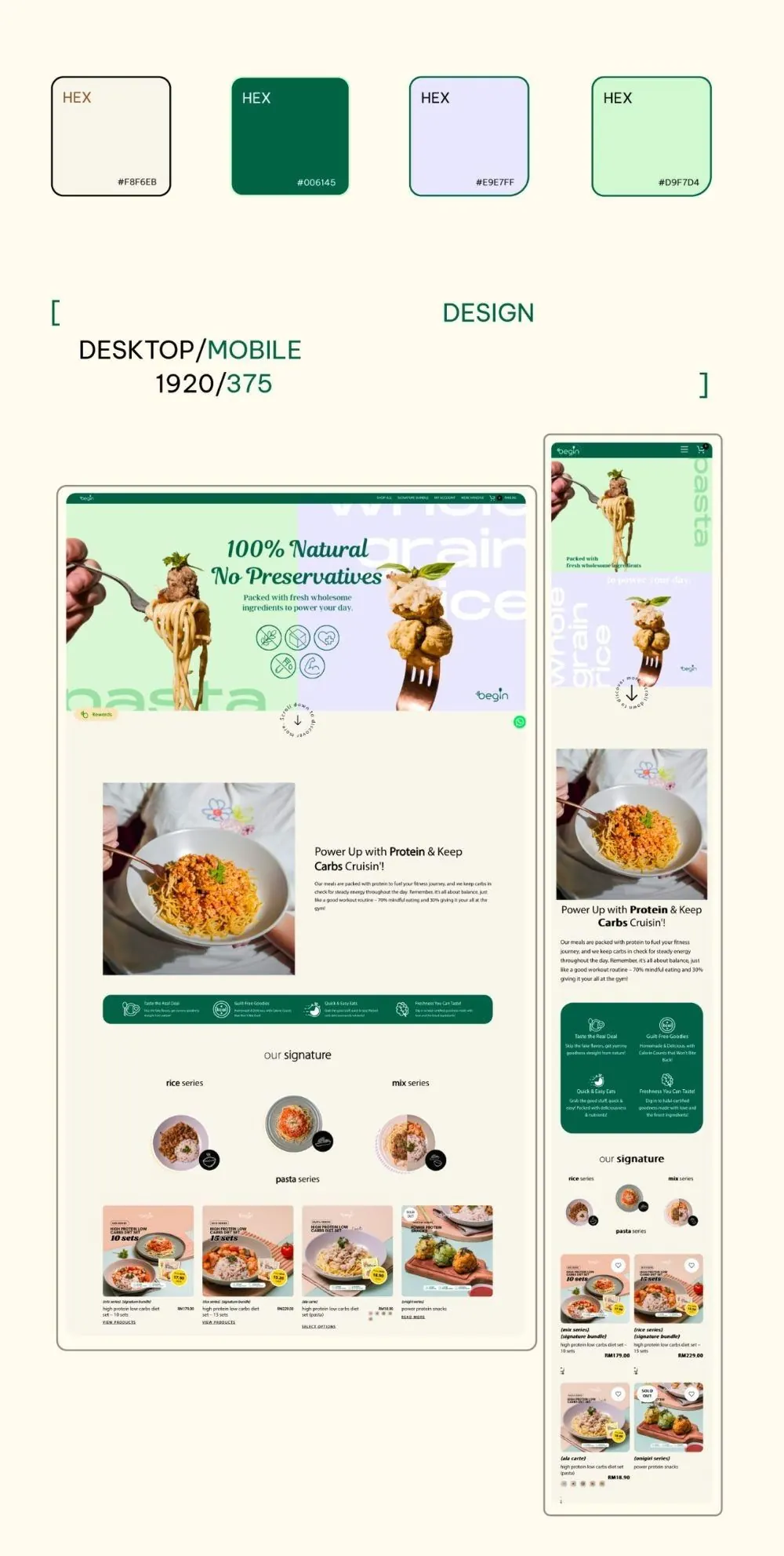 Wellness food brand website design, desktop and mobile